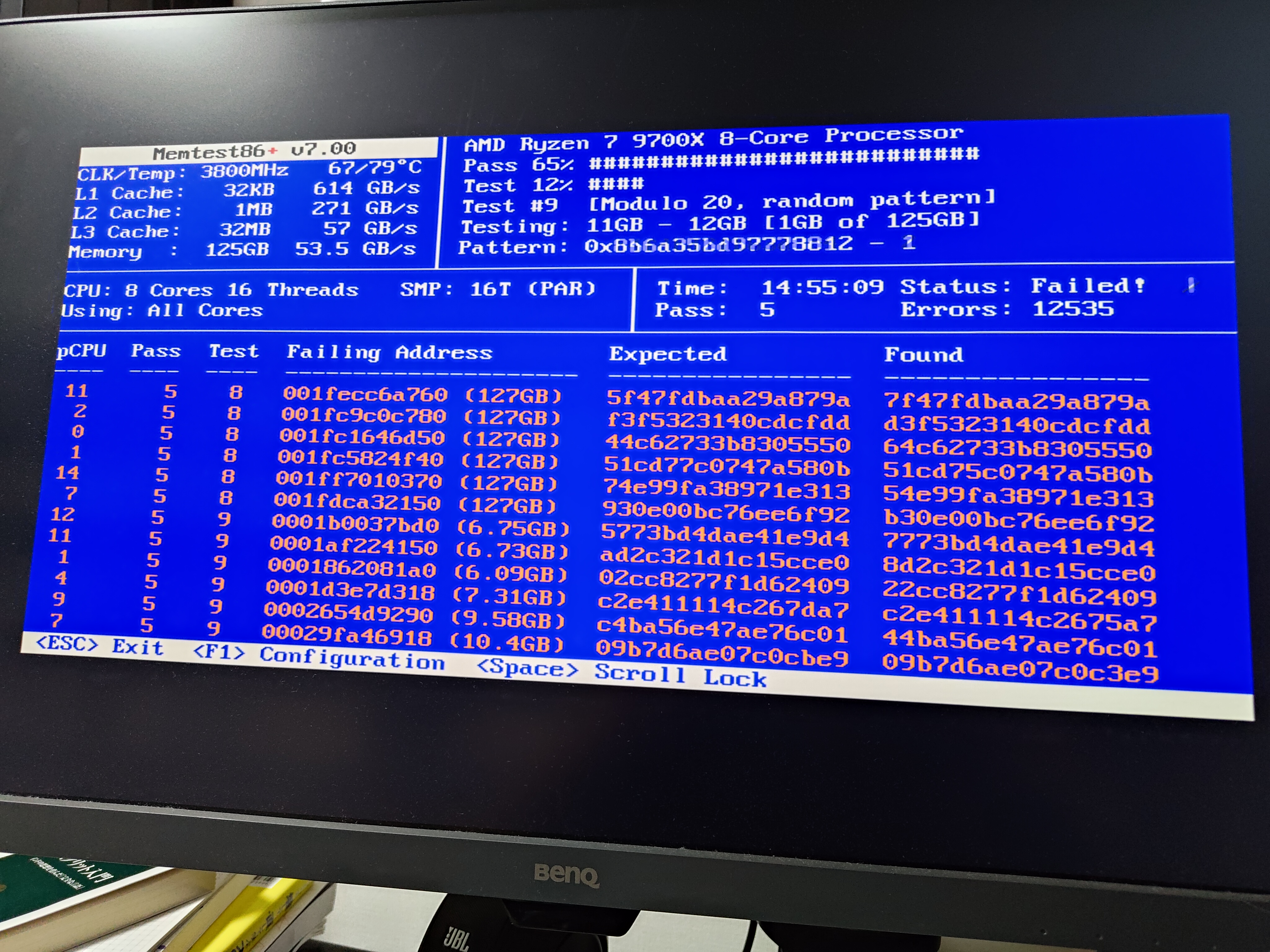 エラーまみれのmemtest